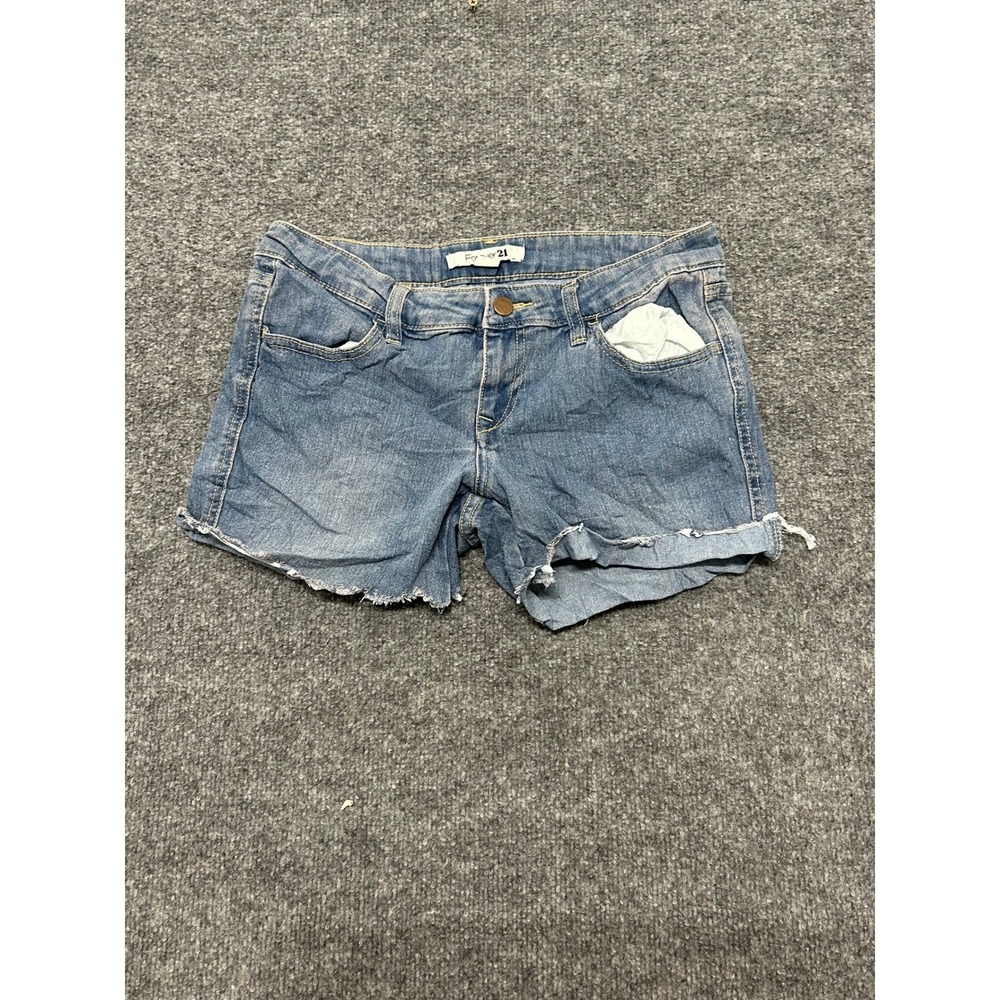 Forever 21 Denim Shorts Womens Size 26 Blue Cut Off Frayed Hem Casual Stretch